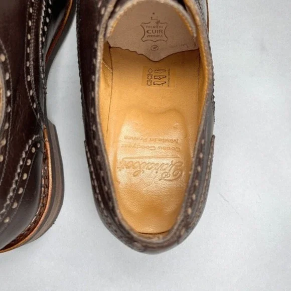 Paraboot Cousu Derby Men's Size 8.5 Brown Leather Wing Tip Goodyear Dress Shoes